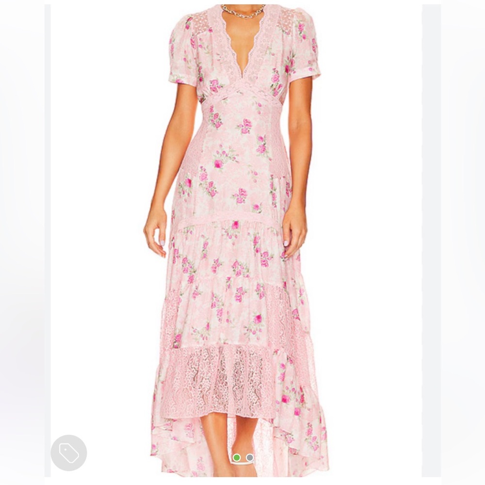LoveShackFancy Pink Floral Maxi Dress